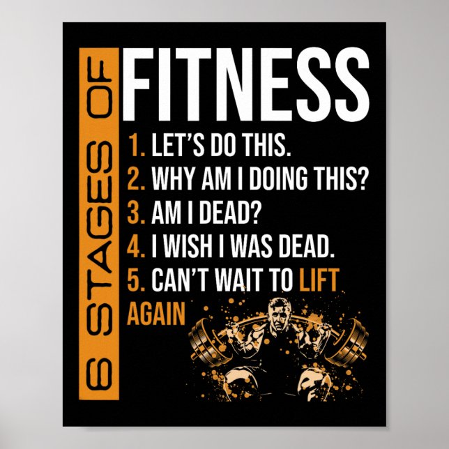 6 steg av fitness tyngdlyftning motion fitness poster (Framsidan)