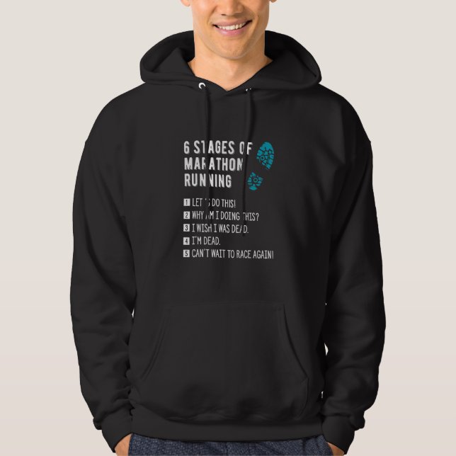 6 steg med Marathon som kör Springa-citattematoden Hoodie (Framsida)