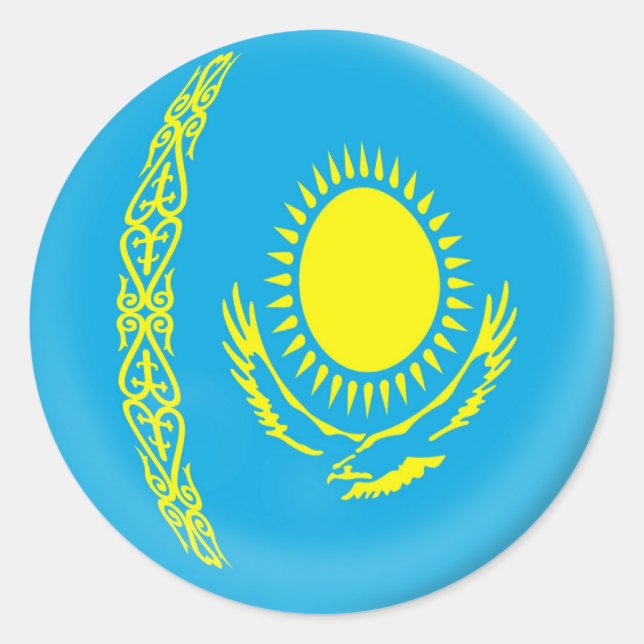 6 stora klistermärken Kazakstan flagga (Framsida)