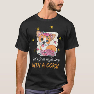 6 Tecknad Corgi Med Blommor På En Vit Bakgrund T Shirt