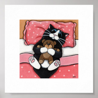 6 tum x 6 tum | Kattkonst | Katt med Teddy Poster