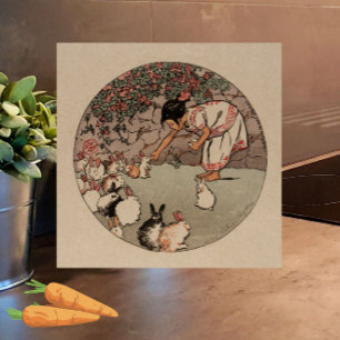 6-tums Elegant Vintage-kaniner Art Cottagecore Kakelplatta