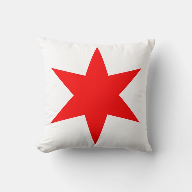 6-udda Chicago Flagga Red Star Kudde (Framsida)