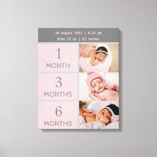 6 uppgifter om fotokollage-daghem för nyfödda baby canvastryck (Framsida)