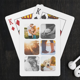 6 Uppspelningskort för foto-rutnät i Ram avrundat Casinokort
