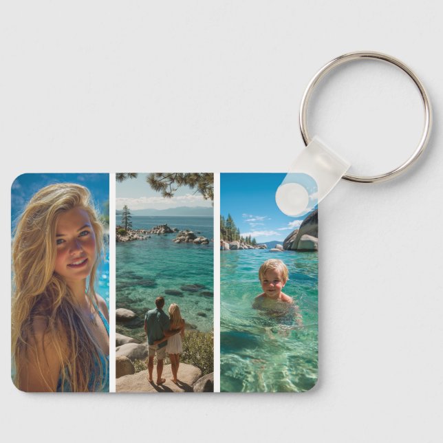 6 Vertikal Randig Boho Fotokollage Nyckelring (Framsida)