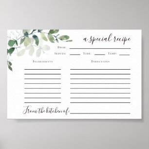 6 x 4 Utskrivbar hämtning av eukalyptus-receptkort Poster
