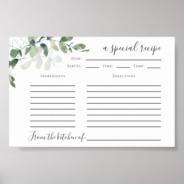 6 x 4 Utskrivbar hämtning av eukalyptus-receptkort Poster (Framsidan)