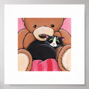 6" x 6" nyckfull katt för kattkonst på säng poster