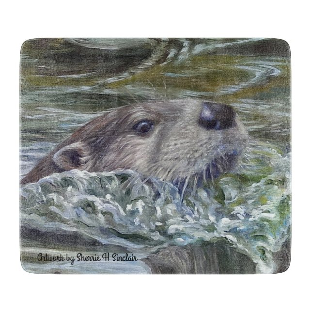 6" x 7" Glass skärbräda med uttern (Framsidan)
