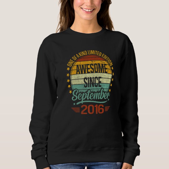 6 Year Old  Awesome Since September 2016 6th Birth T Shirt (Framsida)