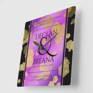 6e 33:e 47:e årsdagen för Amethyst Bröllop Fyrkantig Klocka