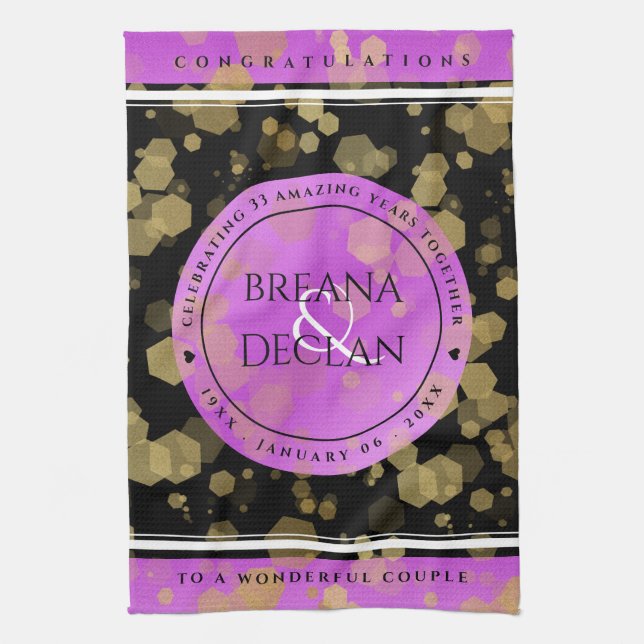 6e 33:e 47:e årsdagen för Amethyst Bröllop Kökshandduk (Vertikal)