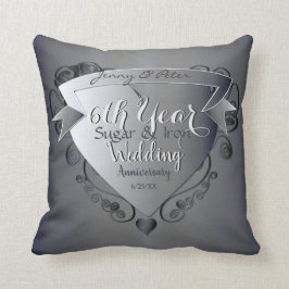6e år Bröllop årsdagen för socker och Järn Kudde