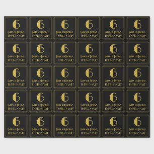6e Birthday ~ Art Deco Inspired Titta "6", Namn Presentpapper