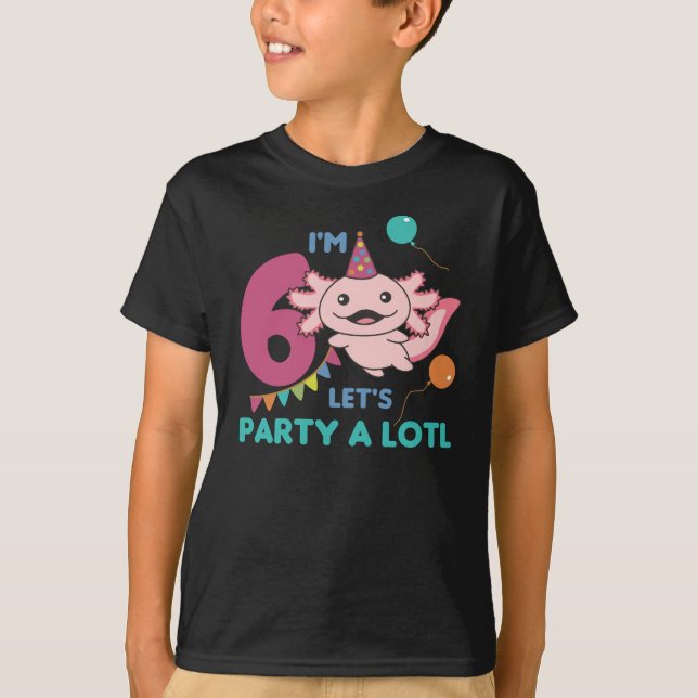 6e Birthday Axolotl Sex år gammal sötad Axolotls T Shirt (Framsida)