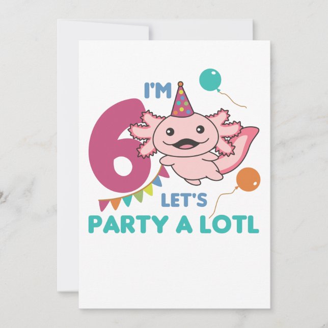 6e Birthday Axolotl Sex år gammal Sweet Axolotls S Inbjudningar (Framsida)