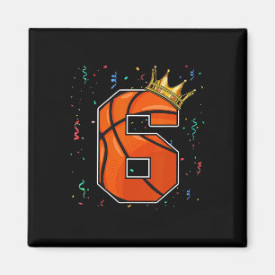 6e Birthday Basketball Big Number 6 Year Old Boy Magnet