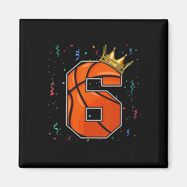 6e Birthday Basketball Big Number 6 Year Old Boy Magnet (Framsidan)
