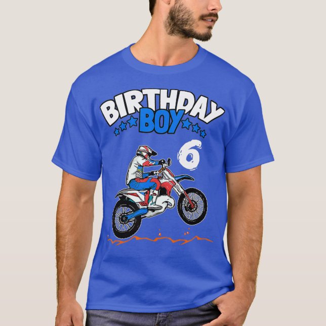 6e Birthday Boy Dirt Bike Kids 6 år gamla pojkar T Shirt (Framsida)