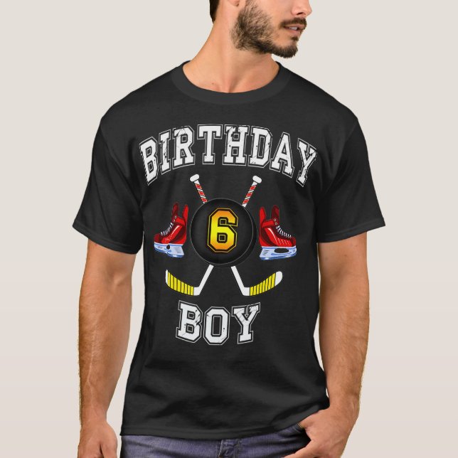 6e Birthday Boy Ice Hockey 6-årig pojke T Shirt (Framsida)