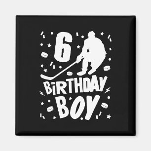 6e Birthday Boy Ice Hockey Kids 6 år gammal Party Magnet