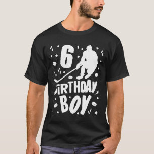 6e Birthday Boy Ice Hockey Kids 6 år gammal Party T Shirt