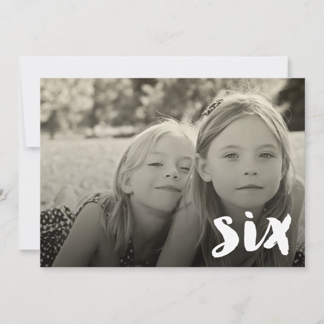 6e Birthday Boys Girls nummer sex fotoöverlägg Inbjudningar (Framsida)
