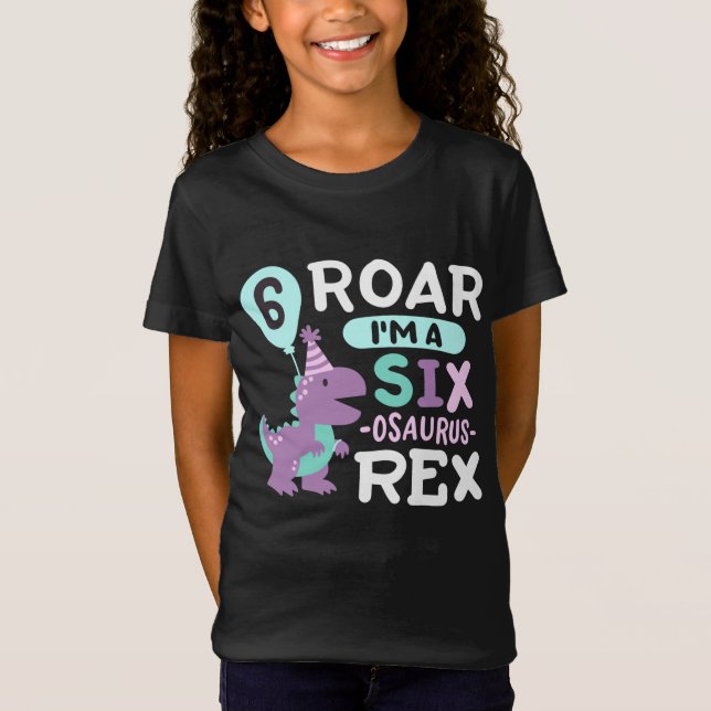 6e Birthday Dinosaur T Rex T Shirt (Framsida)