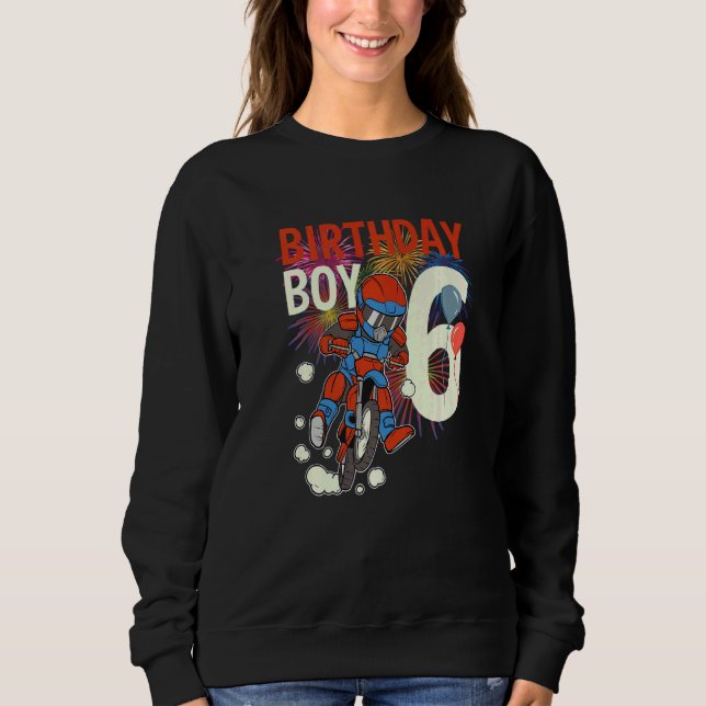 6e Birthday Dirt Bike Boy Party Offroad Biking 6 T Shirt (Framsida)