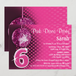 6e Birthday Disco Party Inbjudningar