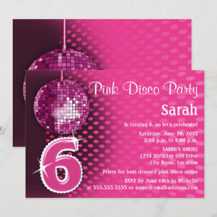 6e Birthday Disco Party Inbjudningar