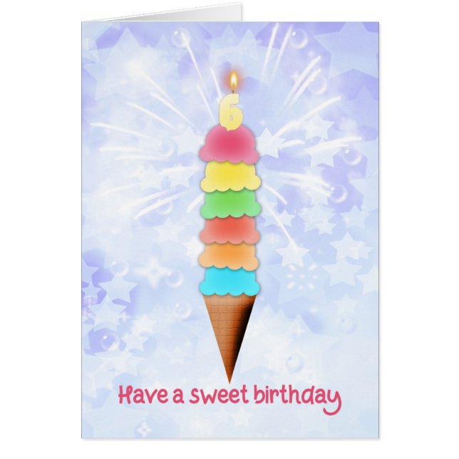 6e Birthday Giant Ice Cream Hälsningskort (Framsidan)
