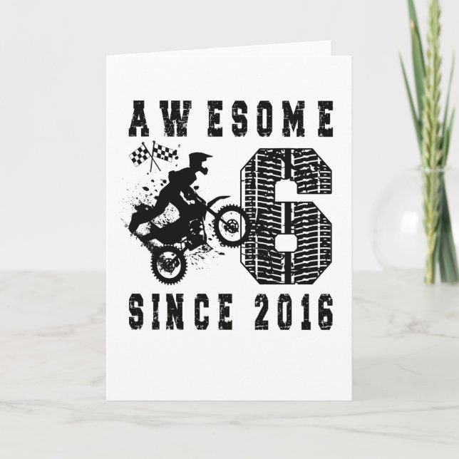 6e Birthday Gift Dirt Bike Boy Born 2016 Kort (Framsida)