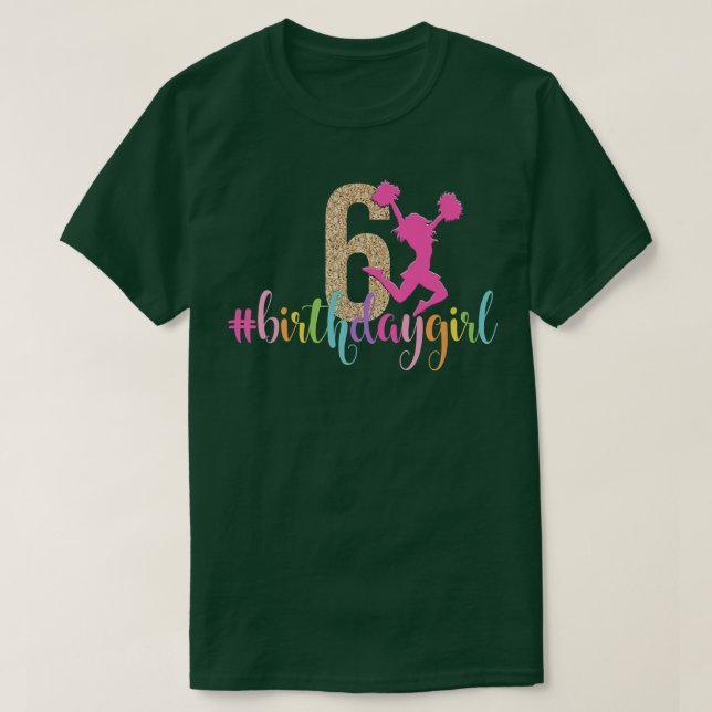 6e Birthday Girl Cheerledare Rainbow Cheerlead T Shirt (Design framsida)