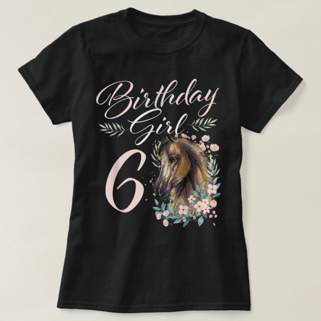 6e Birthday Girl Horse Lover 6 Years Bday T-S T Shirt (Design framsida)