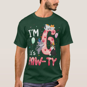 6e Birthday Girl Katt Kitten 6 år gammal Bday Par T Shirt