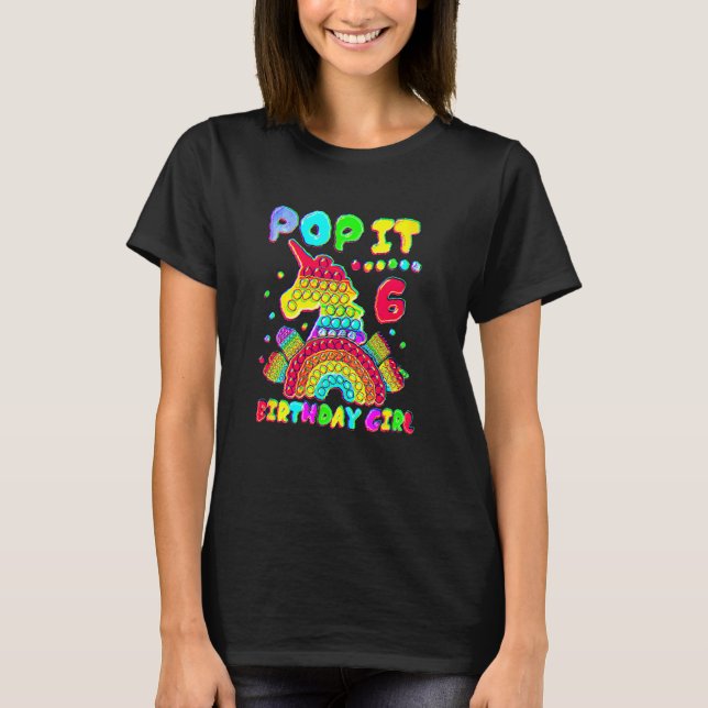 6e Birthday Girl Pop it Fidget Leksak 6 år gammal  T Shirt (Framsida)