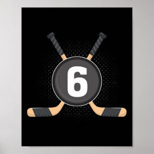 6e Birthday Ice Hockey 6 ÅRS Ålder Poster