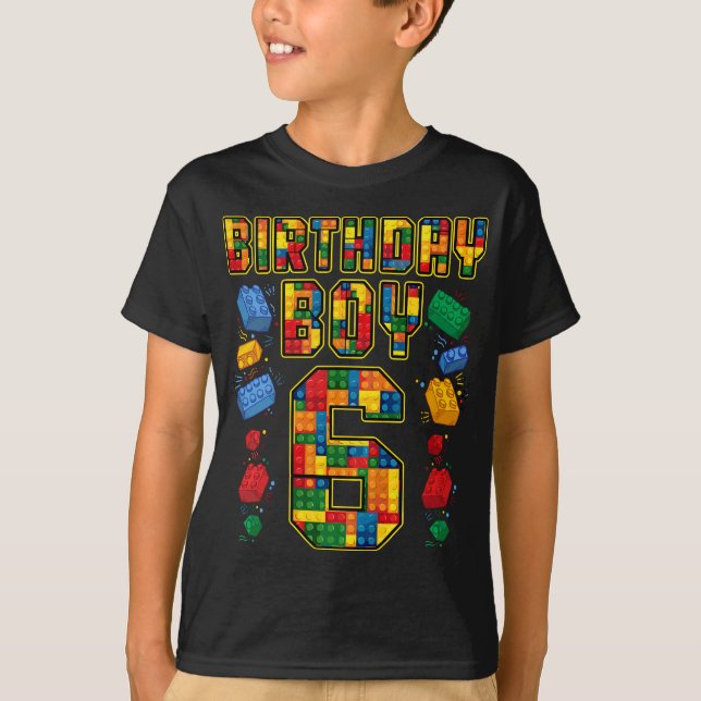 6e Birthday Master Builder 6 år gammal blockbuil T Shirt (Framsida)