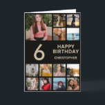 6e Birthday Photo Collage 13 Photos Black & Guld Kort<br><div class="desc">6e Photo Collage 13 Photos Black and Guld Birthday Card för alla åldrar. Den 13:e 15:e 16:e 18:e 20:e 30:e 40:e 60:e 70:e 80:e 90:e 100:e,  alla åldrar. Om du vill göra ytterligare anpassningar klickar du på knappen "Anpassa" och användor verktyg som är utformat för att ändra mallen.</div>