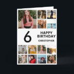6e Birthday Photo Collage 13 Photos Black & White Kort<br><div class="desc">6e Photo Collage 13 Photos Black and White Birthday Card för alla åldrar. Den 13:e 15:e 16:e 18:e 20:e 30:e 40:e 60:e 70:e 80:e 90:e 100:e,  alla åldrar. Om du vill göra ytterligare anpassningar klickar du på knappen "Anpassa" och användor verktyg som är utformat för att ändra mallen.</div>