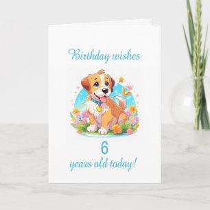 6e Birthday Puppy Hund Kort