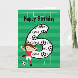 6e Birthday Red and White Soccer Girl 1 Kort