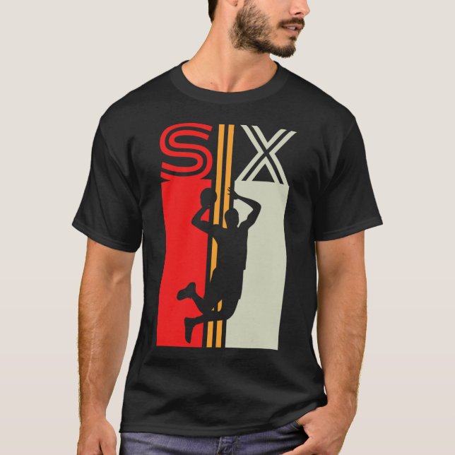 6e Birthday Retro Basketball 6 års Old Boy Girl T Shirt (Framsida)