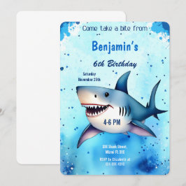 6e Birthday Shark Inbjudningar