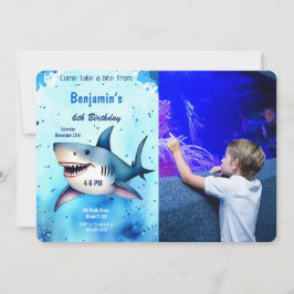 6e Birthday Shark Photo Inbjudningar