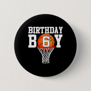 6e Birthday Sport 6 år gammal basketboll 6 pojkar  Knapp