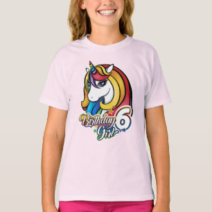 6e Birthday Unicorn T-shirt för flickor.