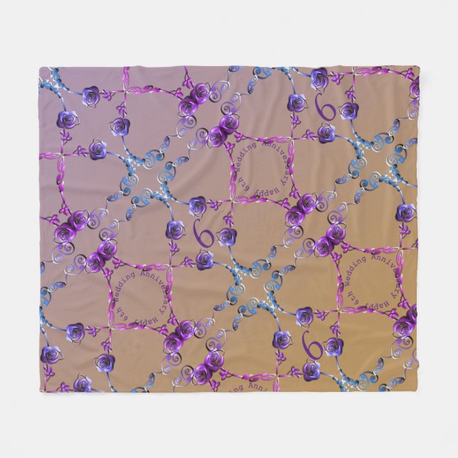 6e Bröllop-årsdagen av Amethyst Ro Fleecefilt (Framsidan (Horisontell))